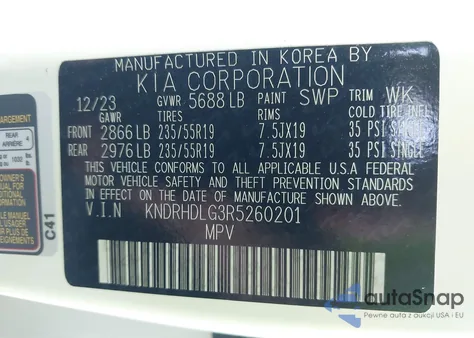 2024 Kia Sorento Hybrid Ex z USA, uszkodzony, nr VIN KNDRHDLG3R5260201